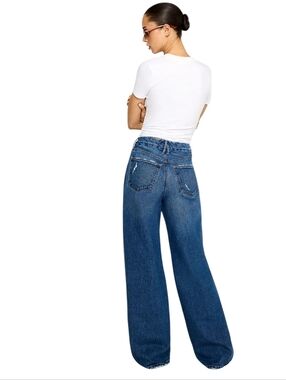 Good American Good Skate Wide Leg Jeans Medium Wash Size 18